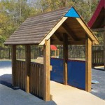 Wood playground wooden covered bridge